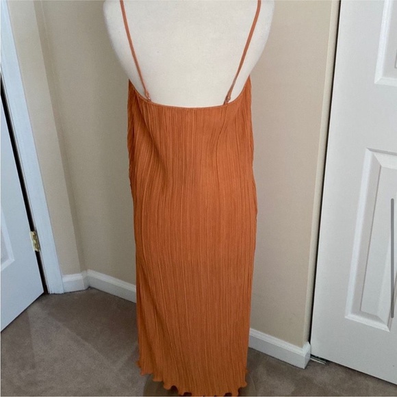 Madewell The Goldie Dress in Plissé Sunset Haze Orange Size 0 - Picture 8 of 8